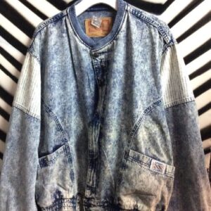 Photo detail:1980S LEVIS DENIM BOMBER JACKET W/STRIPED PATCHES