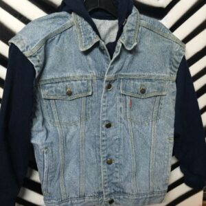 Photo detail:HOODIE SWEATSHIRT W/BUILT- IN DENIM VEST