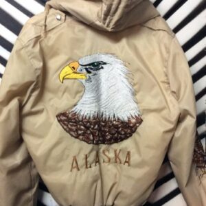 Photo detail:ALASKA PUFFY SOUVENIR JACKET - HOODED - EMBROIDERED EAGLE