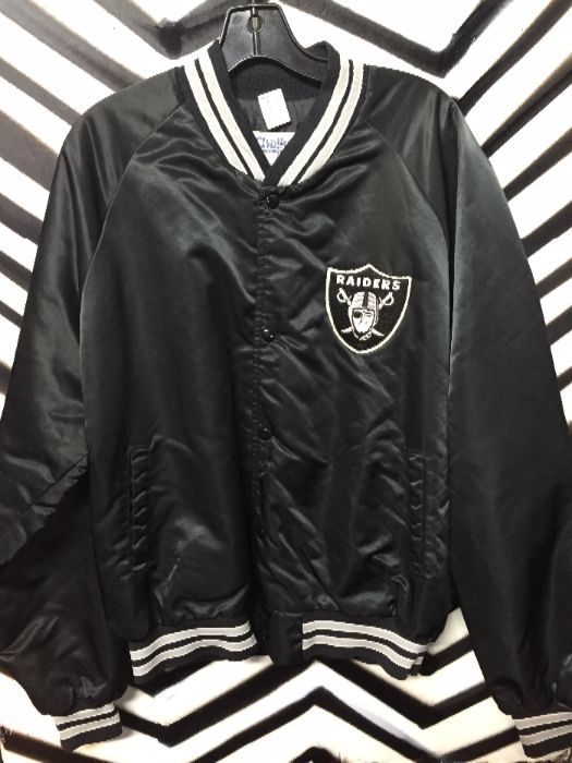 SATIN JACKET RAIDERS PATCH ON FRONT ONLY 1