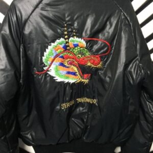 Photo detail:SERGIO VALENTE PUFFY JACKET W/EMBROIDERED DRAGON - RED LINING