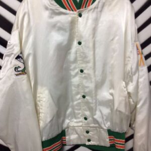 Photo detail:IRELAND FIGHTING IRISH SATIN BASEBALL JACKET W/EMBROIDERED CHAIN-STITCH