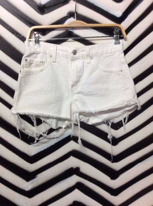 WHITE DENIM CUT OFF SHORTS SMALL FIT 1