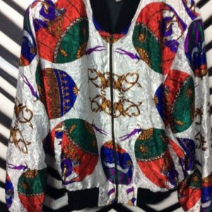 Photo detail:1980S SILKY BOMBER JACKET W/BALLOON PRINT DESIGN