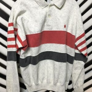 Photo detail:POLO PULLOVER SWEATSHIRT W/COLLAR - HORIZONTAL STRIPED DESIGN