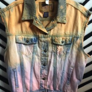 Photo detail:DENIM VEST  W/CUT OFF SLEEVES - SORBET COLORED DESIGN