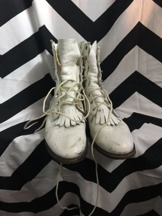 product details: JUSTIN ROPER BOOTS - WHITE/LACE-UP  as-is photo