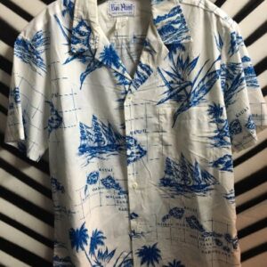 Photo detail:HAWAIIAN SHIRT W/MAP & SAILBOAT DESIGN