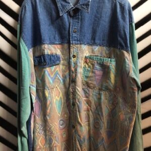 Photo detail:90S DENIM SHIRT  W/COLOR BLOCK PANELS