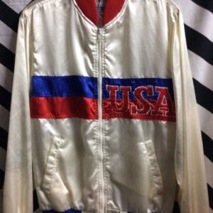 Photo detail:RETRO USA SATIN WINDBREAKER JACKET - ZIP-UP