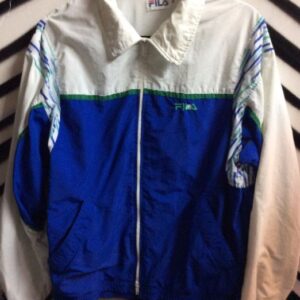 Photo detail:Fila white blue and green Colorblock windbreaker as-is