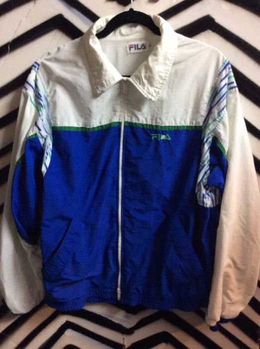 Fila white blue and green Colorblock windbreaker as-is 1