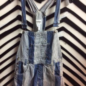 Photo detail:OVERALLS SHORTS W/VERTICAL STRIPES & SOLID INSERTS