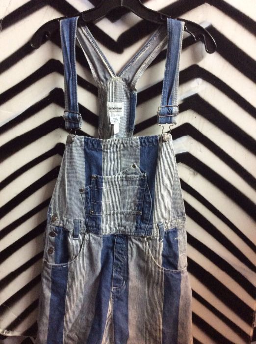 product details: OVERALLS SHORTS W/VERTICAL STRIPES & SOLID INSERTS photo