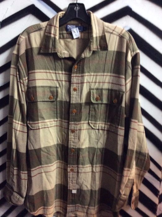 1990S LS BD PLAID FLANNEL SHIRT SOFTY *holes *as-is 1