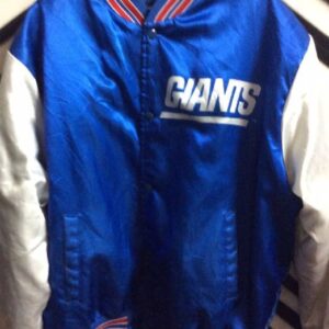 Photo detail:NEW YORK GIANTS CHALK LINE BASEBALL STYLE JACKET W/SCREEN PRINT PLAYER BACK