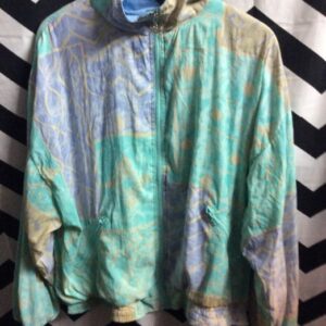 Photo detail:1980S WINDBREAKER W/PRINTED PASTEL DESIGN - ZIP-UP