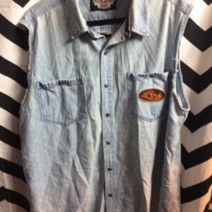 Photo detail:HARLEY DAVIDSON DENIM SHIRT - SLEEVELESS W/HARLEY PATCHES