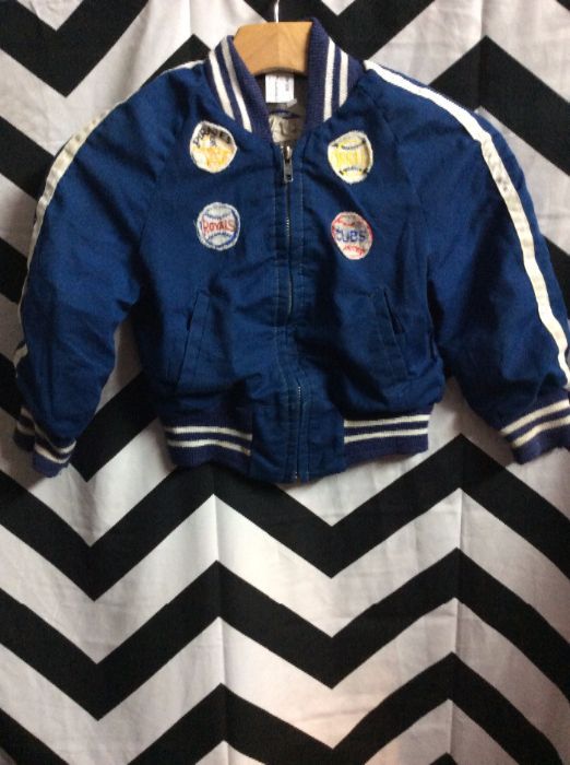 product details: KIDS BASEBALL JACKET W/SPORTS PATCHES photo