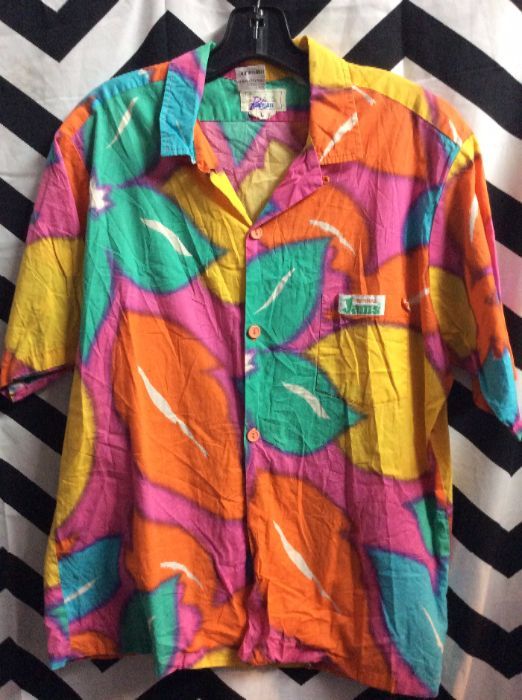 80s Hawaiian Shirt W/all Over Print Ss Bd | Boardwalk Vintage