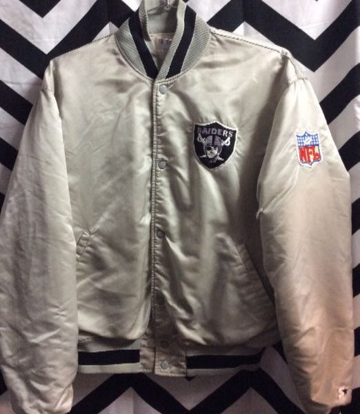 product details: RAIDERS STARTER BASEBALL STYLE JACKET W/PATCHES photo