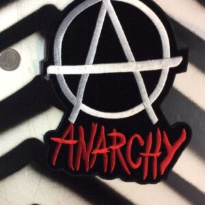 Photo detail:ANARCHY BACK PATCH - RED/WHITE ON BLACK VELVET - LARGE