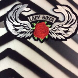 Photo detail:LADY BIKER W/ROSE & WINGS BACK PATCH - LARGE