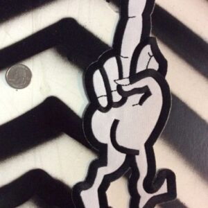 Photo detail:HAND W/LEGS & MIDDLE FINGER SALUTE BACK PATCH - LARGE