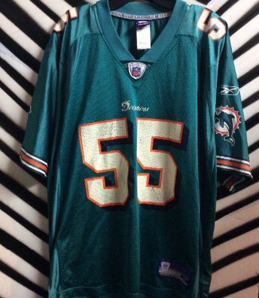 product details: MIAMI DOLPHINS FOOTBALL JERSEY - #55 JUNIOR SEAU photo
