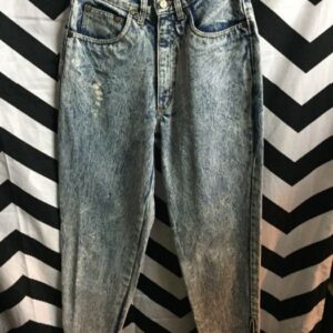 Photo detail:DENIM JEANS W/HIGH WAIST & ANKLE ZIPPERS - ACID WASH