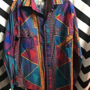 Photo detail:1980S SHIRT W/FUNKY AZTEC PATTERN