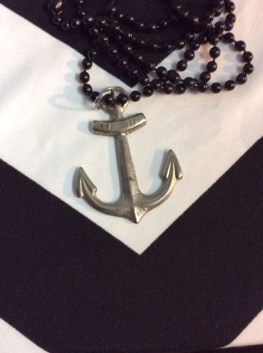 product details: OVERSIZED ANCHOR PENDANT NECKLACE W/CHUNKY BALL-CHAIN photo