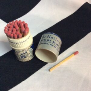 Photo detail:VINTAGE 1967 AUBURN, NY MATCHES W/CYLINDER CONTAINER