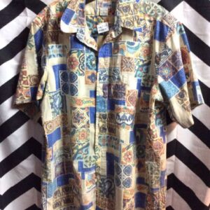 Photo detail:HAWAIIAN SHIRT W/SQUARE PATTERN PRINT DESIGN