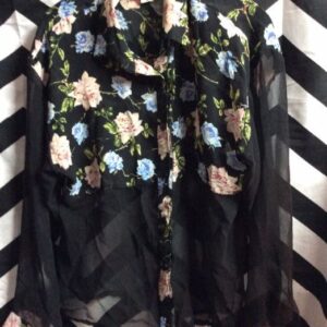 Photo detail:SHIRT - SHEER SLEEVES & LOWER HALF W/FLORAL PRINT DESIGN