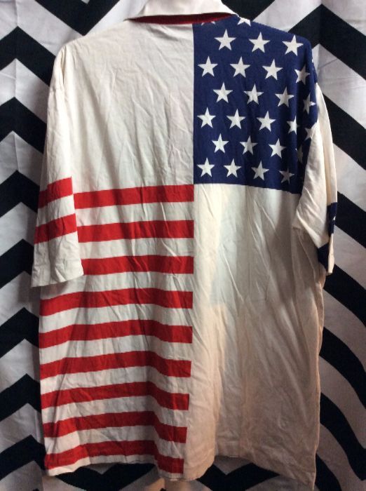Us Open Polo T-shirt W/american Flag Print | Boardwalk Vintage