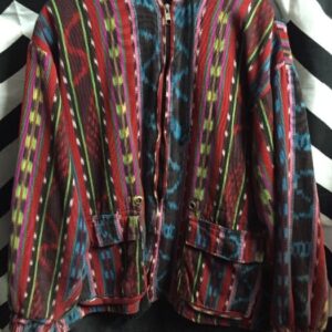 Photo detail:HOODIE JACKET W/STRIPED PATTERN - GUATEMALAN ETHNIC TRIBAL DESIGN