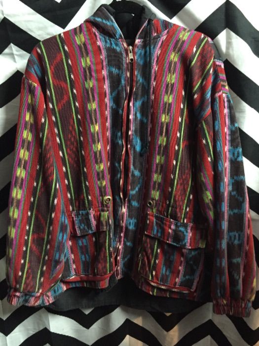 Hoodie Jacket W/striped Pattern – Guatemalan Ethnic Tribal Design ...