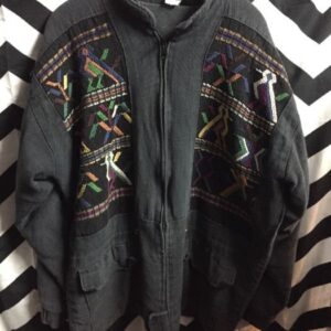 Photo detail:JACKET W/FRONT PANEL DESIGN - GUATEMALAN ETHNIC TRIBAL PATTERN