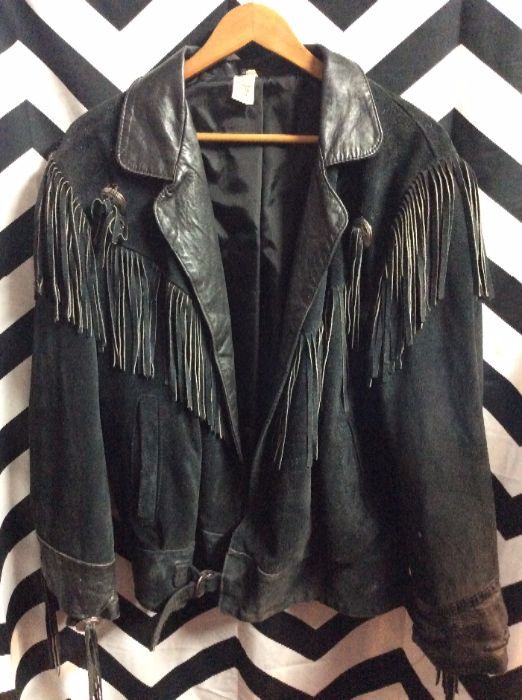 Jacket Fringe Suede Leather with Conchos 1