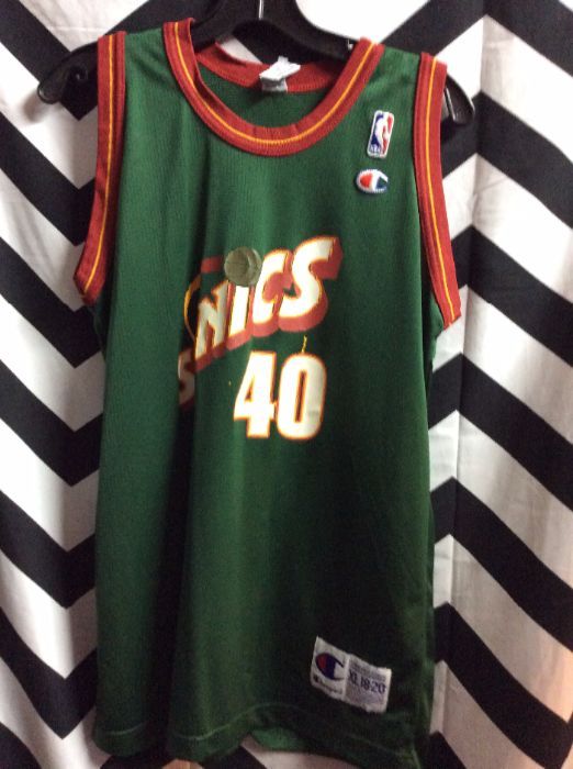 Seattle Sonics #40 Shawn Kemp Green Basketball Jersey Size XXL S 