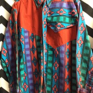 Photo detail:WESTERN SHIRT W/AZTEC PATTERN DESIGN - NEON COLORS