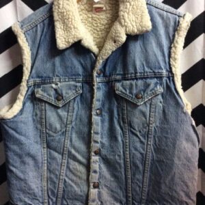 Photo detail:LEVIS DENIM VEST - SHERPA LINED W/HARLEY DAVIDSON PATCH