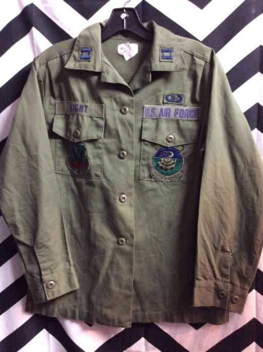 LS BD MILITARY SHIRT W/ PATCHES small fit- LIGHT 1