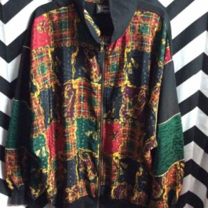 Photo detail:SILKY BOMBER JACKET - PLAID PRINT BAROQUE DESIGN