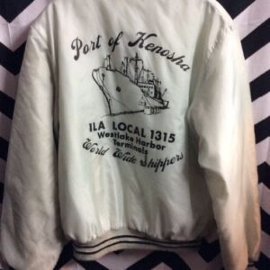 Photo detail:SATIN BASEBALL STYLE JACKET - PORT OF KENOSHA - UNION LOCAL 1315