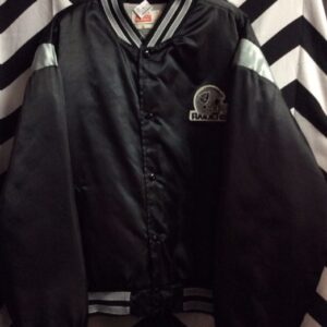 Photo detail:RAIDERS PUFFY BASEBALL STYLE JACKET W/PATCH ON FRONT