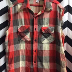 Photo detail:RETRO HARLEY DAVIDSON FLANNEL SHIRT - SLEEVELESS - PLAID DESIGN