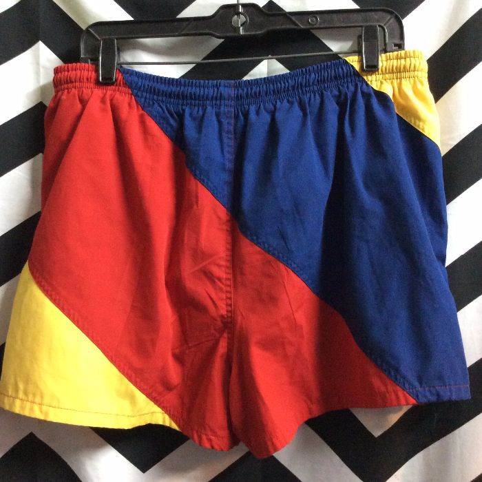 Retro Swim Shorts – Cotton W/color Block Design | Boardwalk Vintage