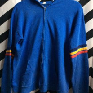 Photo detail:SWEATSHIRT HOODED ZIP-UP W/STRIPED ARM DETAIL